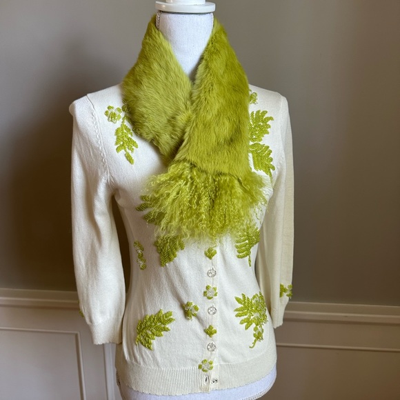 Nanette Lepore Ivory Hand Beaded Cardigan Sweater size Small - Picture 7 of 15